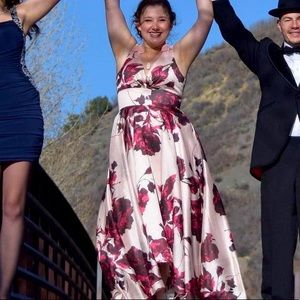 Blush Pink and Floral prom dress